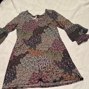 MSK Vibrant Paisley Dress with Bell Sleeves